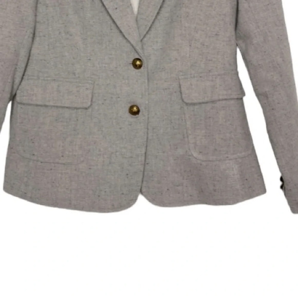 Banana Republic Wool Blend W/Elbow Patches Gray Speckled H-acking Jacket Size 6P - Picture 3 of 9